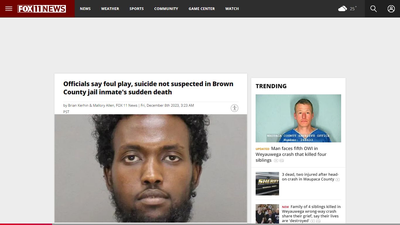 Probe begins on Brown County jail inmate's sudden death